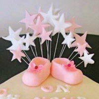 pink stars and shoes christening cake from grange bakery, grange over sands, cumbria