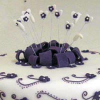 Purple and white modern wedding cake at Grange Bakery, Grange Over Sands